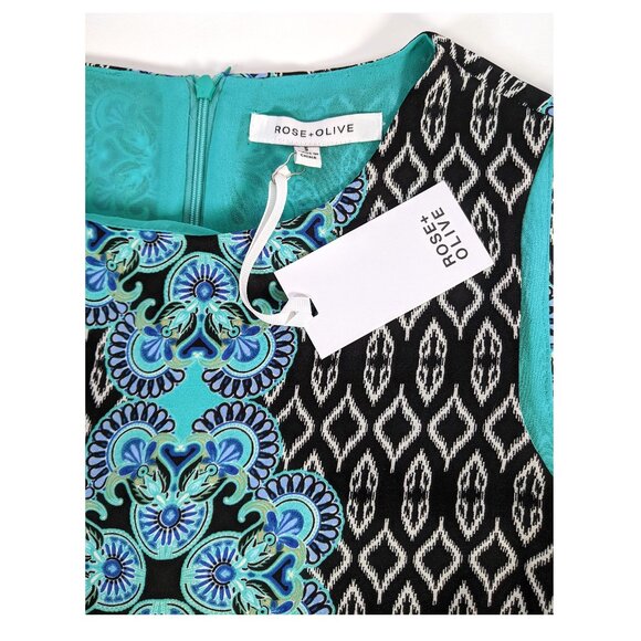 Rose & Olive Top Turquoise Print Layered Sleeveless Scoop Neck Sz Small NWT - Picture 7 of 7